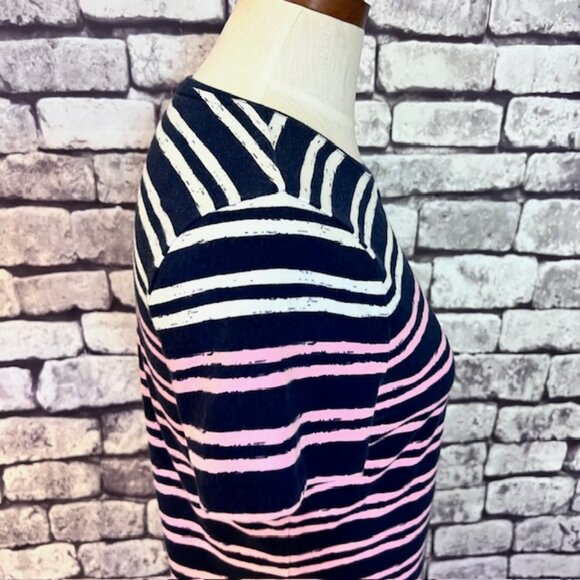 Talbots Blue, Pink & White Stripe Tee Size M - Picture 8 of 9